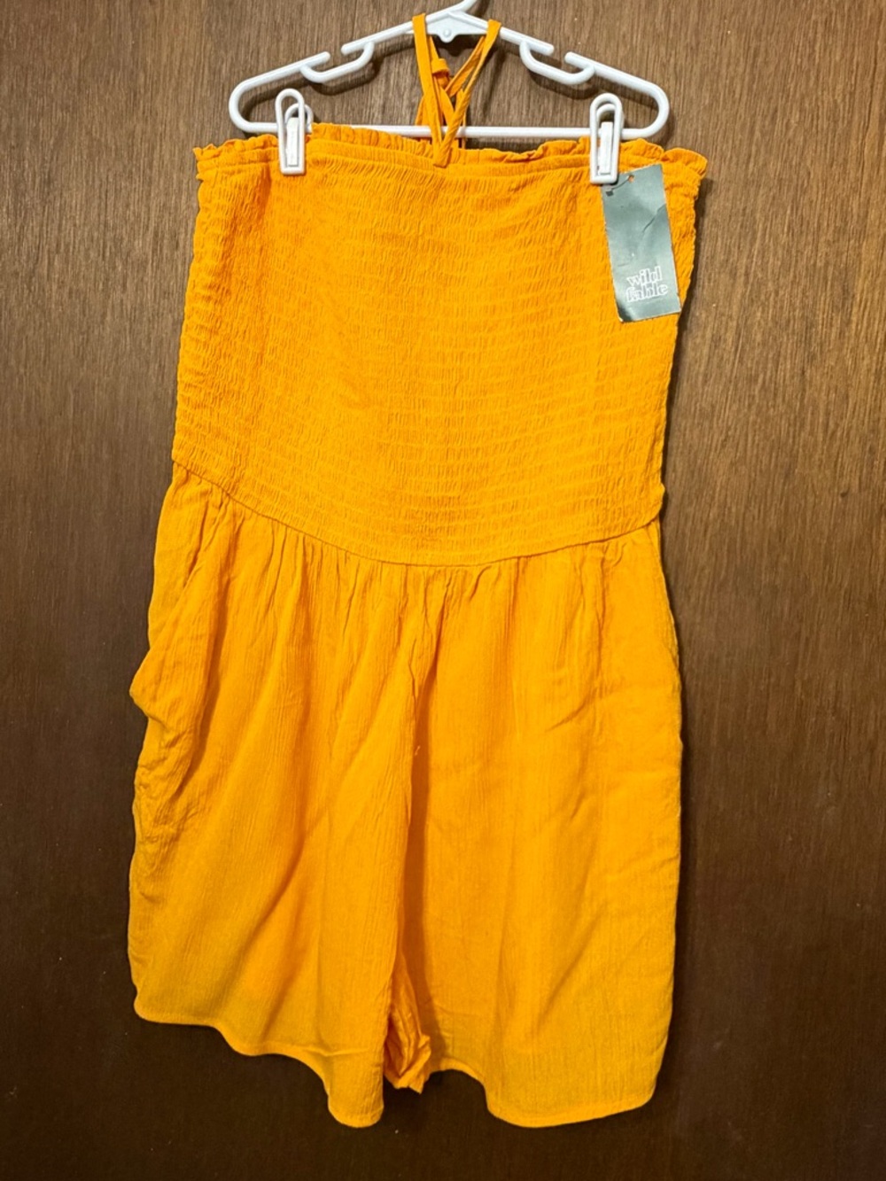 NWT Wild Fable Smocked Romper in Mango Orange